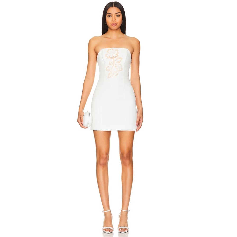 Milly Angel Carnation Cady Strapless Dress in White.